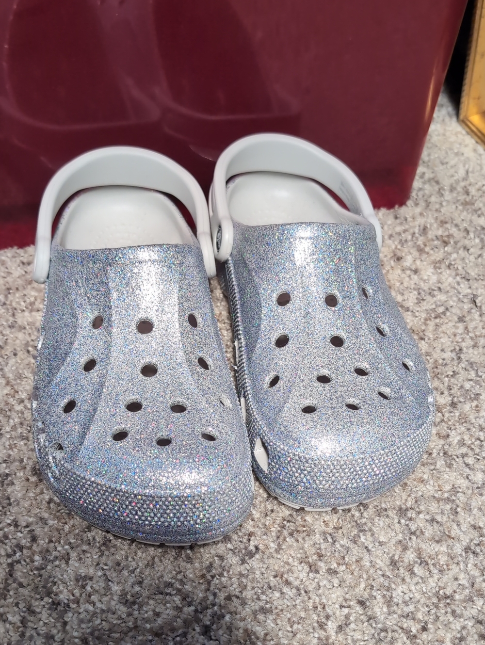 Silver Glitter Crocs